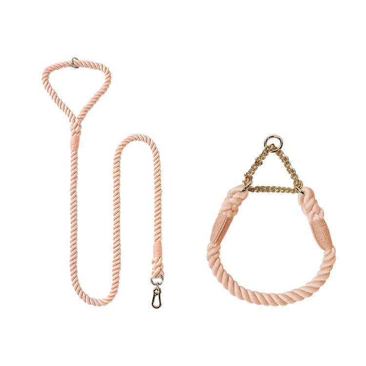 Woven Cotton Pet Leash and Collar Set