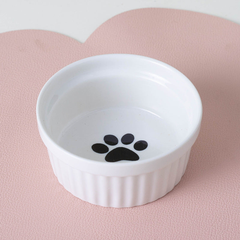 Ceramic Double Pet Bowl With Tall Angled Elevated Design