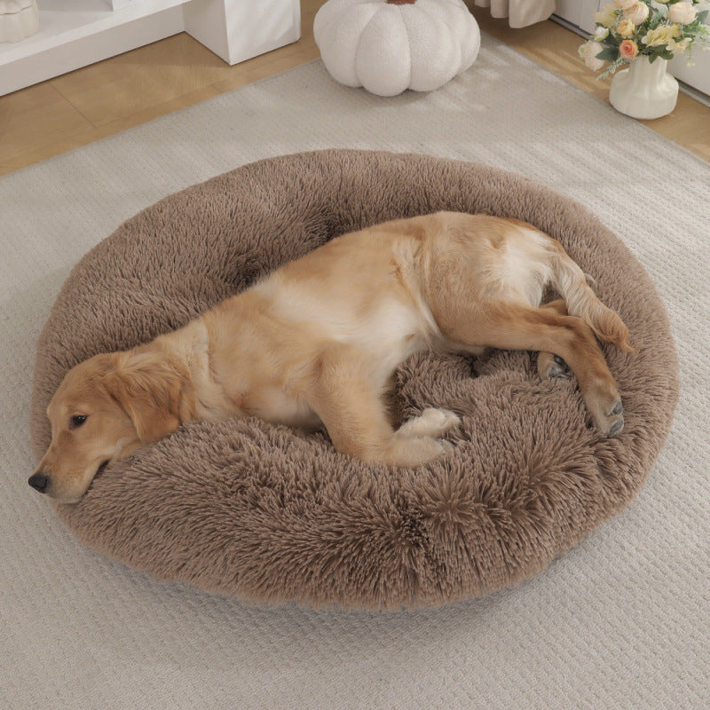 Round Plush Warm Pet Bed Comfortable Sleeping Mat House