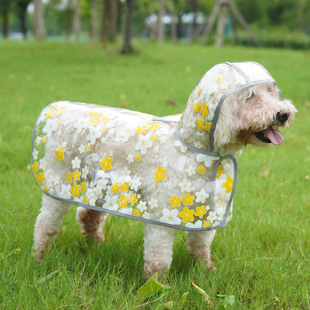 Floral TPU Waterproof Pet Raincoat Cloak Universal Size