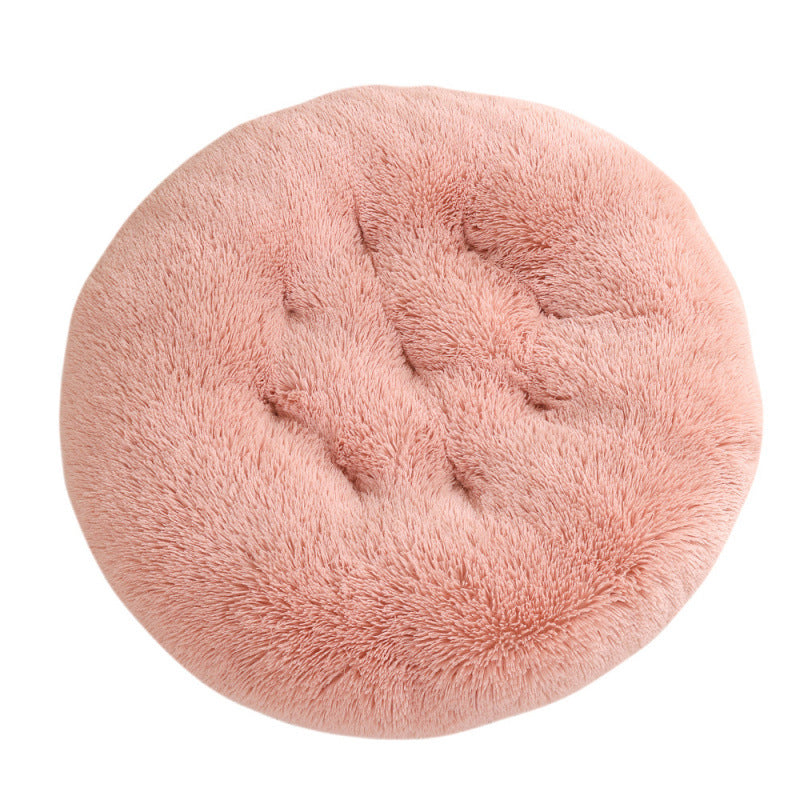 Round Plush Warm Pet Bed Comfortable Sleeping Mat House