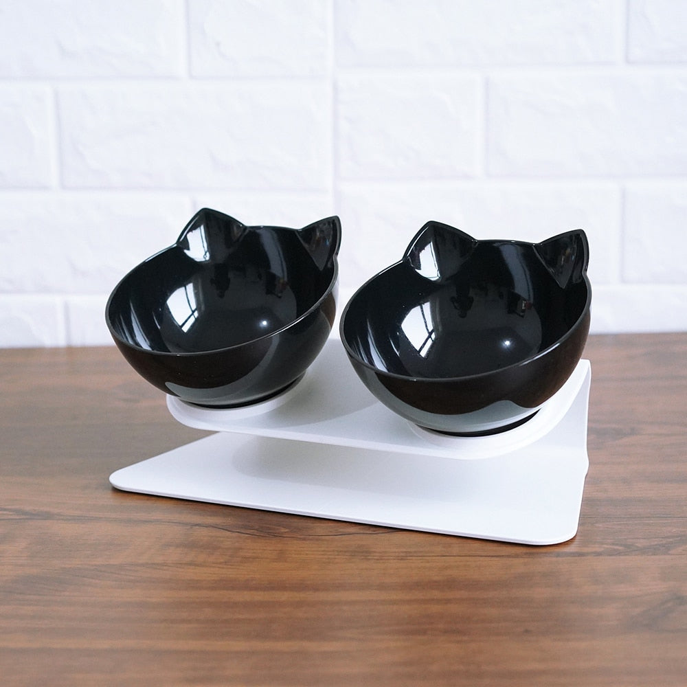 Non Slip Double Pet Bowl With Raised Neck Support Stand