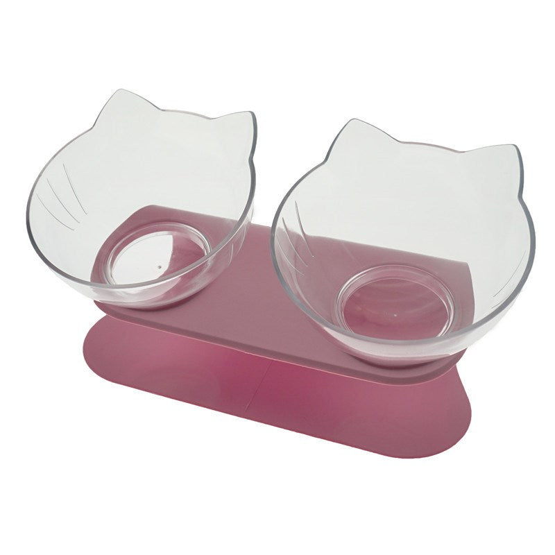 Non Slip Double Pet Bowl With Raised Neck Support Stand