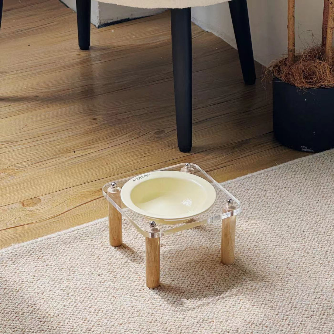 Ceramic Double Pet Bowl With Elevated Anti Spill Stand