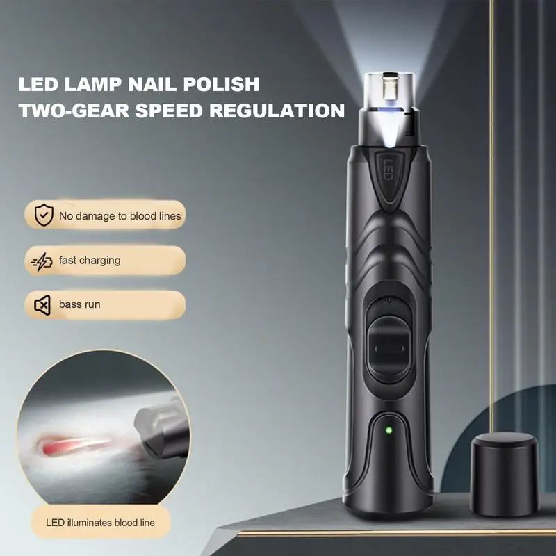 Lighted Rechargeable Pet Nail Grinder 2-Speed Grooming Tool
