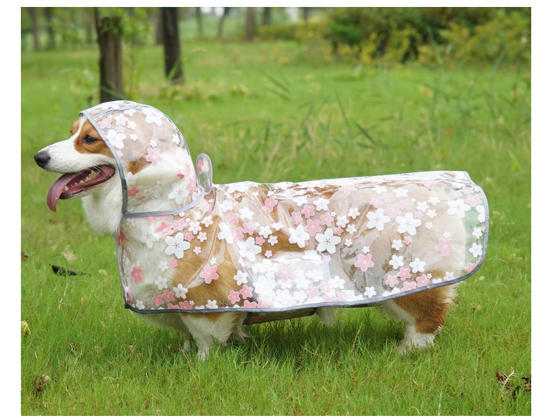 Floral TPU Waterproof Pet Raincoat Cloak Universal Size