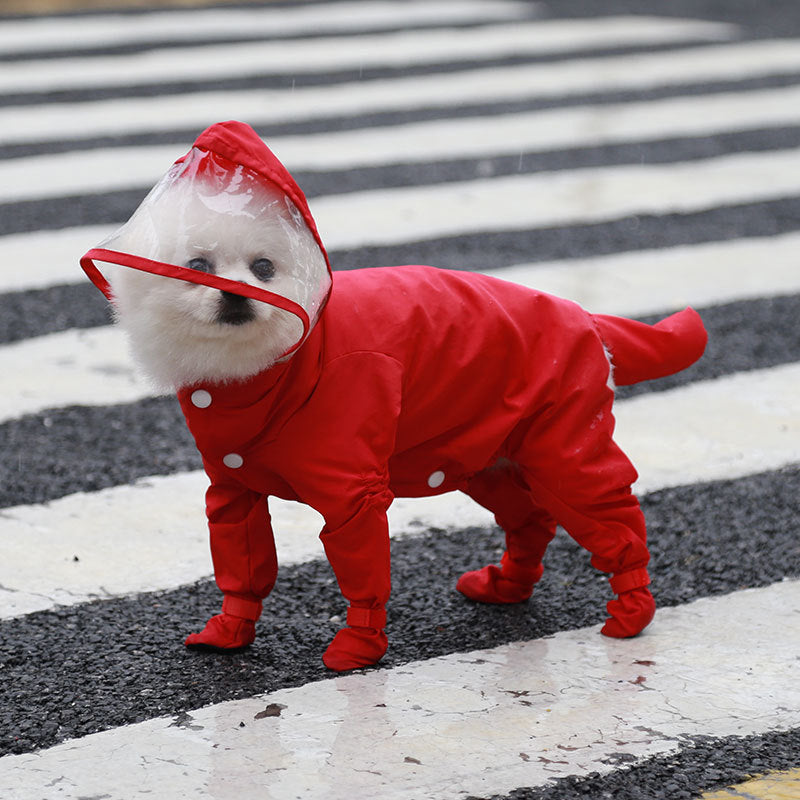 Four-Legged Waterproof Pet Raincoat With Rain Shoes