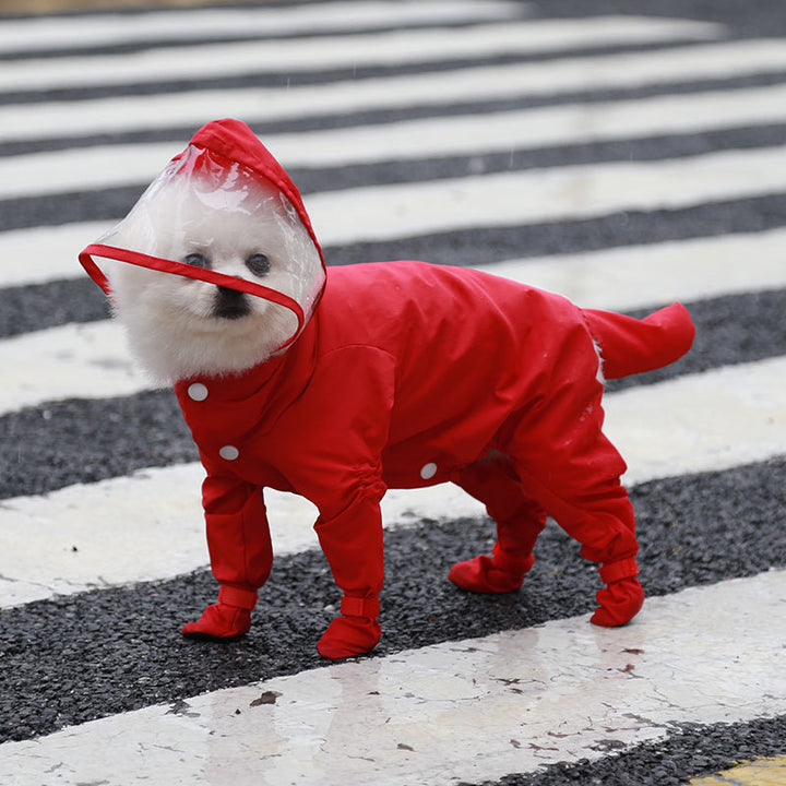 Four-Legged Waterproof Pet Raincoat With Rain Shoes