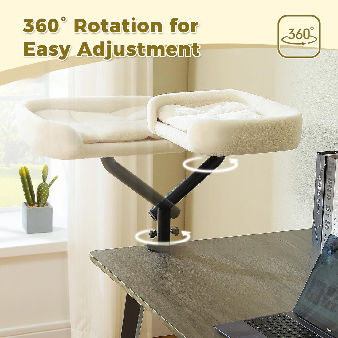 Adjustable Height Rotating Desktop Pet Bed With Climbing Feature