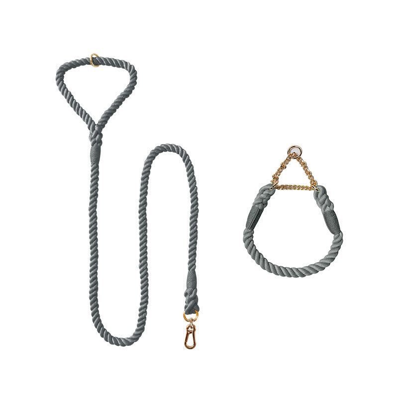 Woven Cotton Pet Leash and Collar Set
