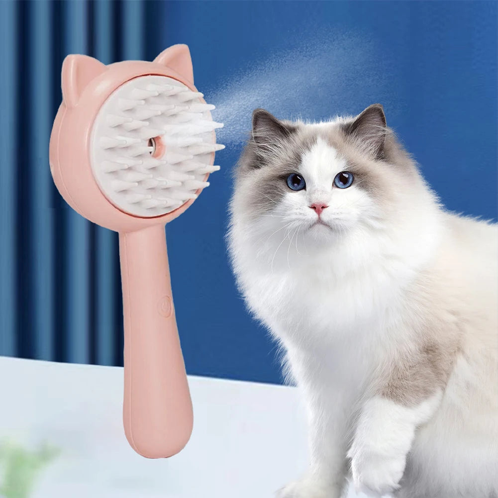 Rechargeable Self-Cleaning Pet Grooming Brush with Mist