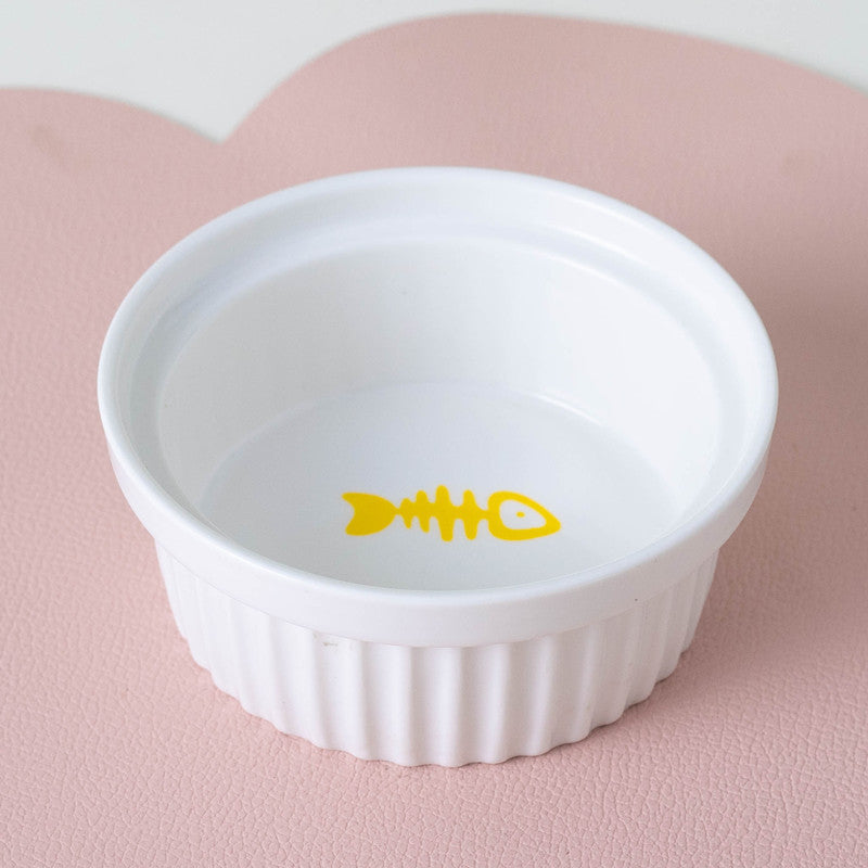 Ceramic Double Pet Bowl With Tall Angled Elevated Design