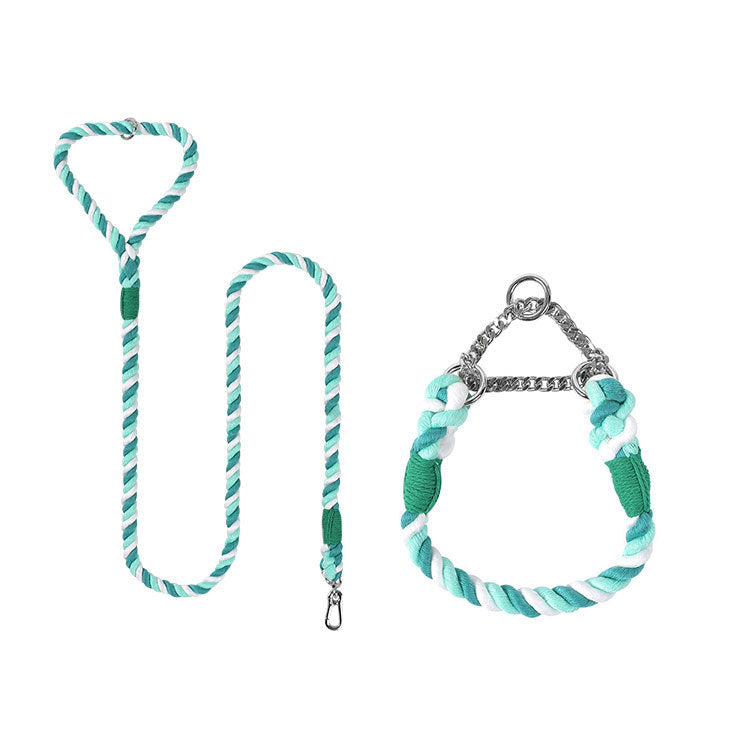 Woven Cotton Pet Leash and Collar Set