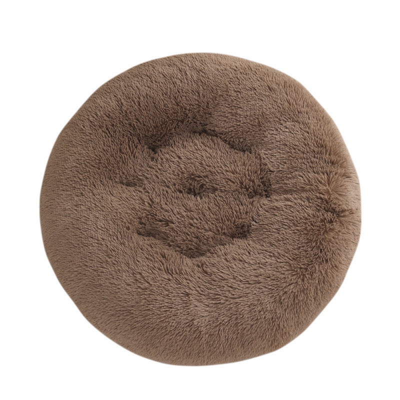 Round Plush Warm Pet Bed Comfortable Sleeping Mat House