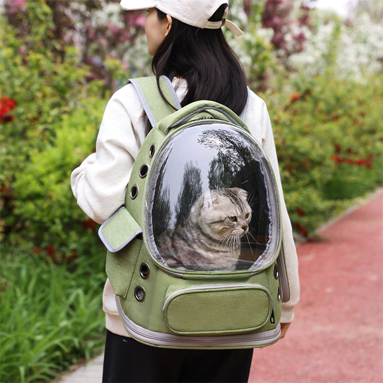 Transparent Portable Pet Backpack With Capsule Design