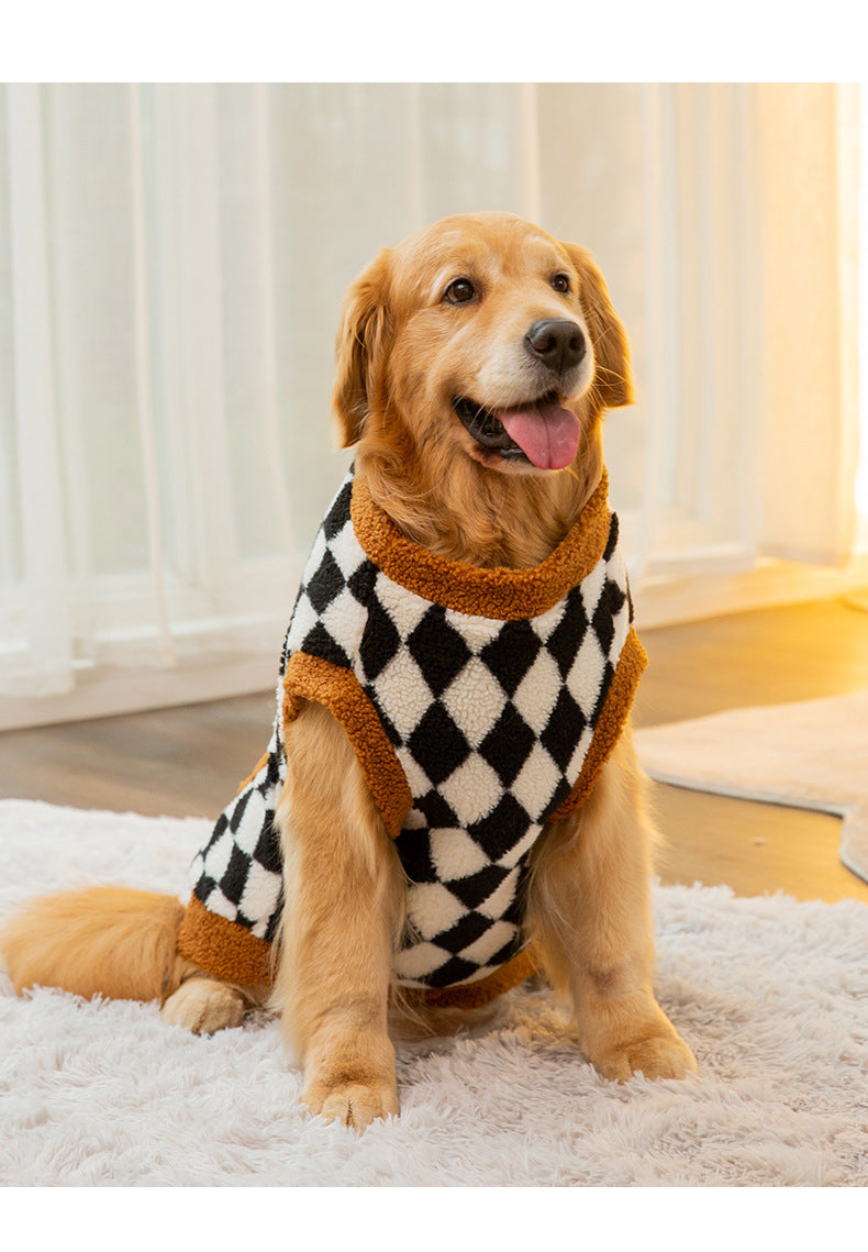 Fluffy Cotton Padded Pet Jacket Vest For Autumn Winter