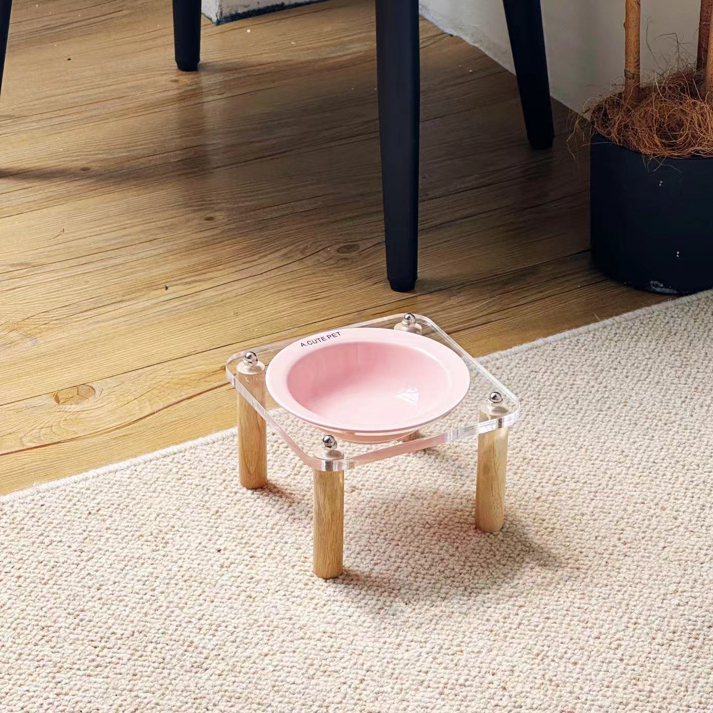 Ceramic Double Pet Bowl With Elevated Anti Spill Stand