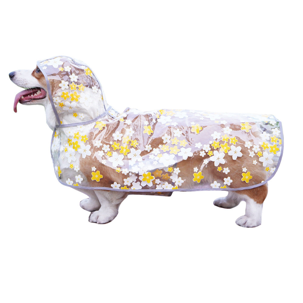 Floral TPU Waterproof Pet Raincoat Cloak Universal Size