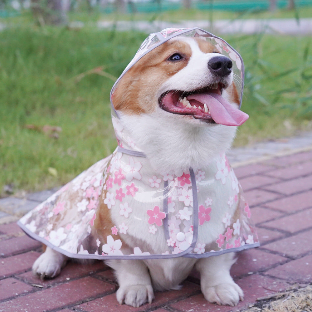 Floral TPU Waterproof Pet Raincoat Cloak Universal Size