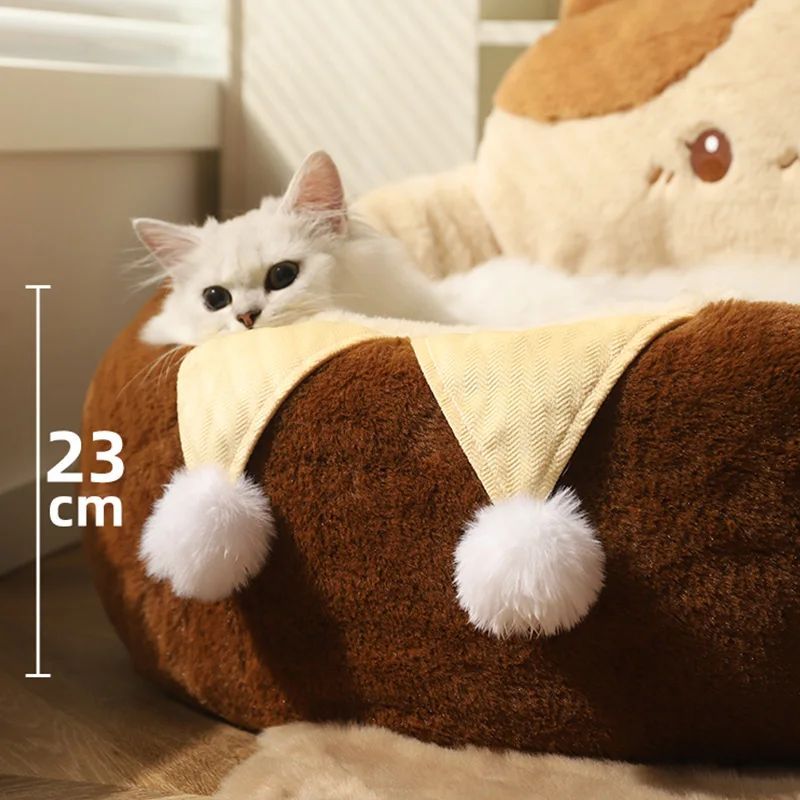 Round Soft Warm Pet Bed Cushion For Deep Comfortable Sleep