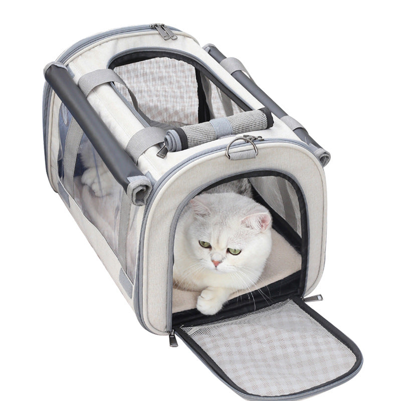 Outdoor Portable Pet Bag With Transparent Breathable Foldable Design