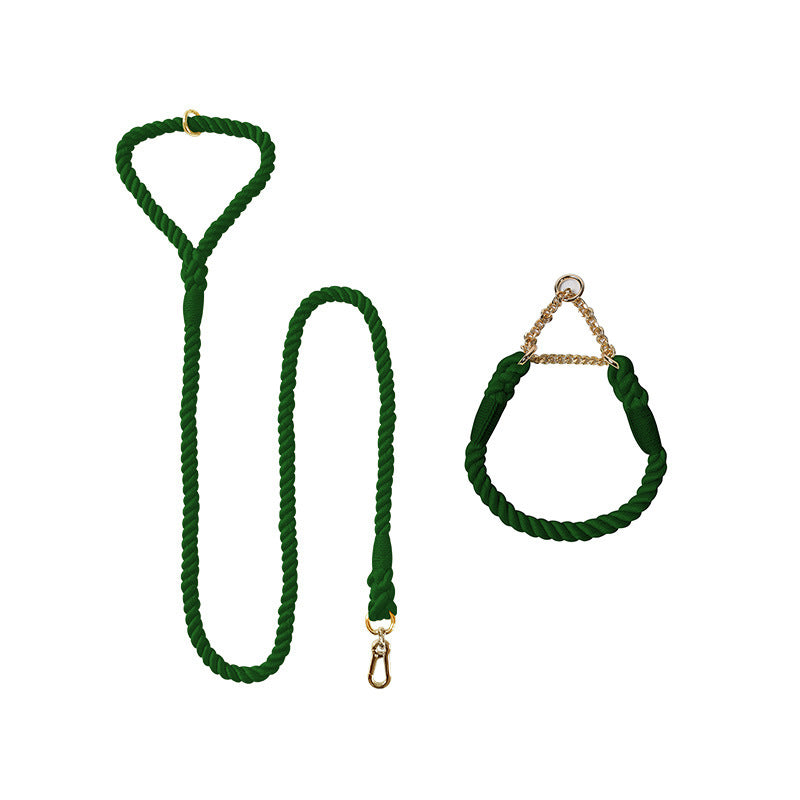 Woven Cotton Pet Leash and Collar Set