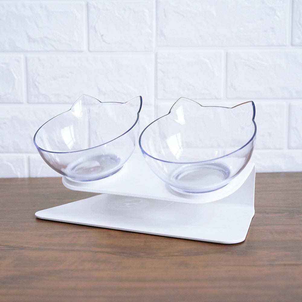 Non Slip Double Pet Bowl With Raised Neck Support Stand