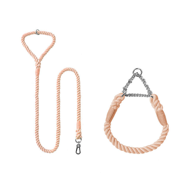 Woven Cotton Pet Leash and Collar Set