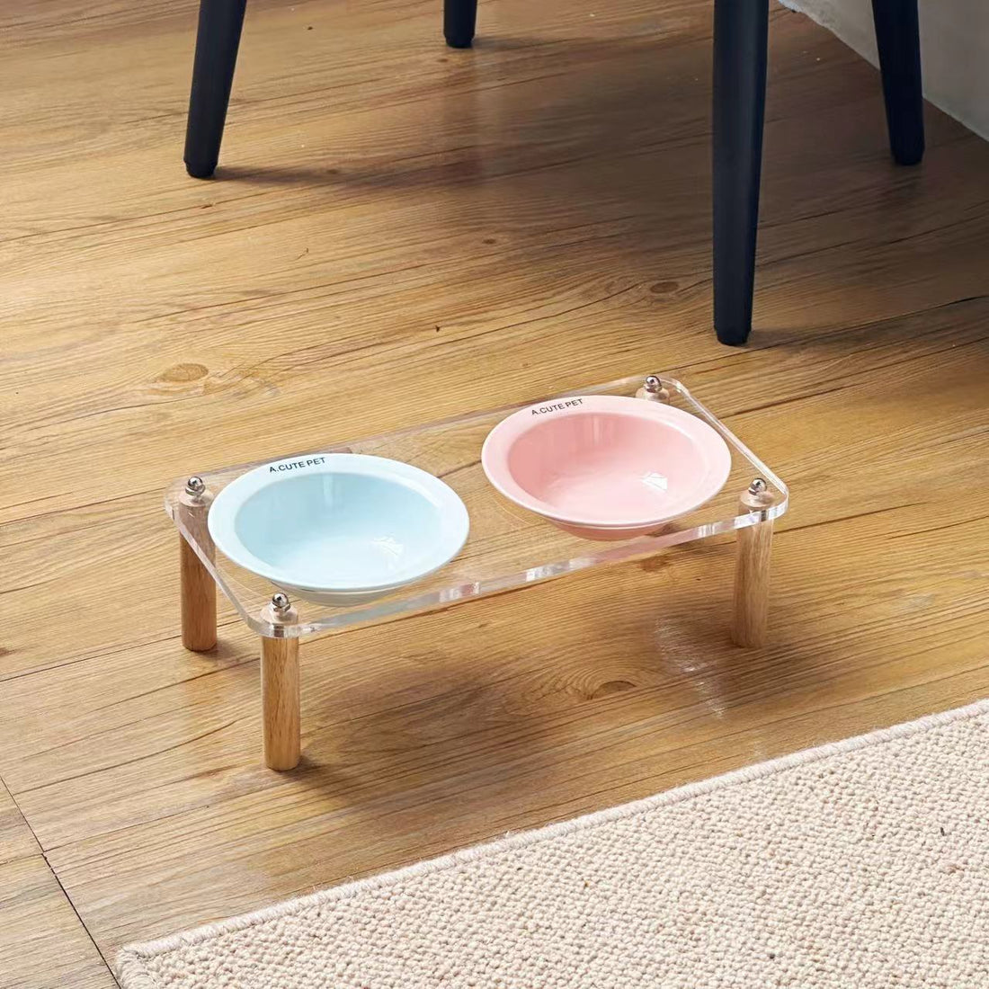 Ceramic Double Pet Bowl With Elevated Anti Spill Stand