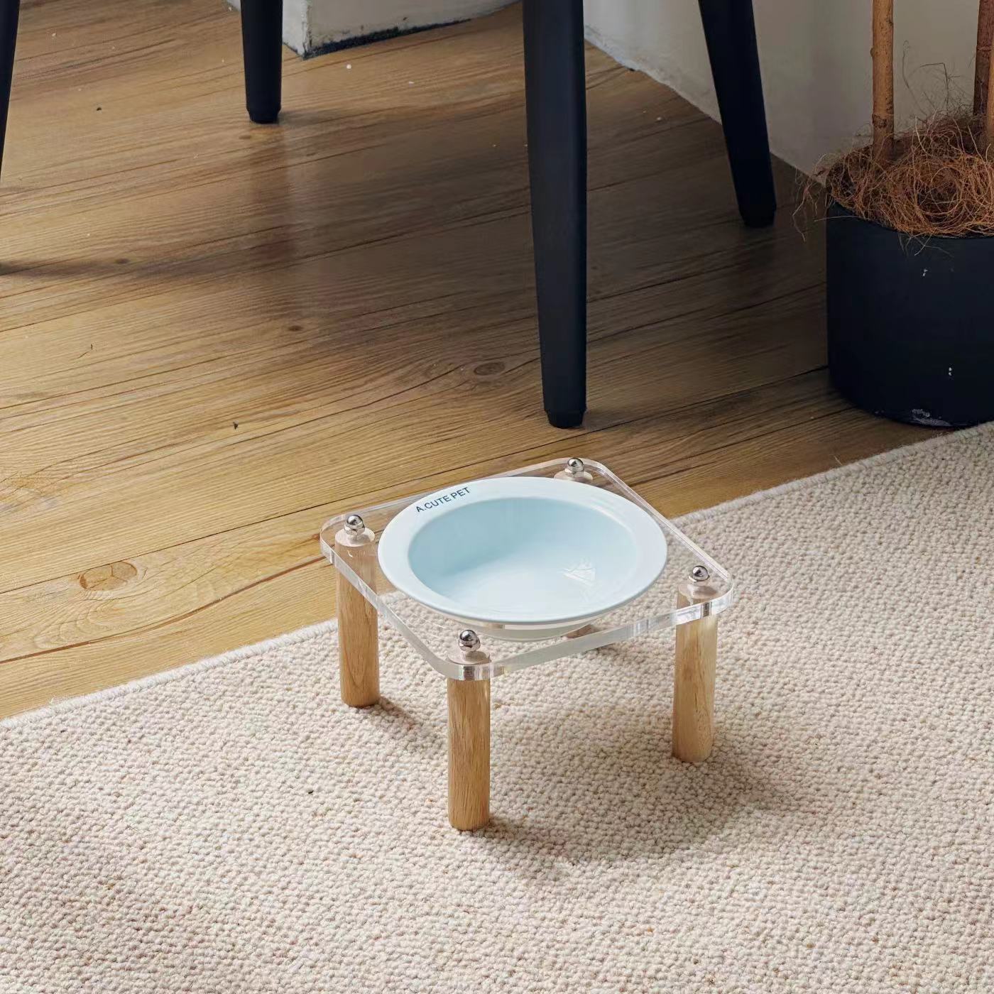 Ceramic Double Pet Bowl With Elevated Anti Spill Stand