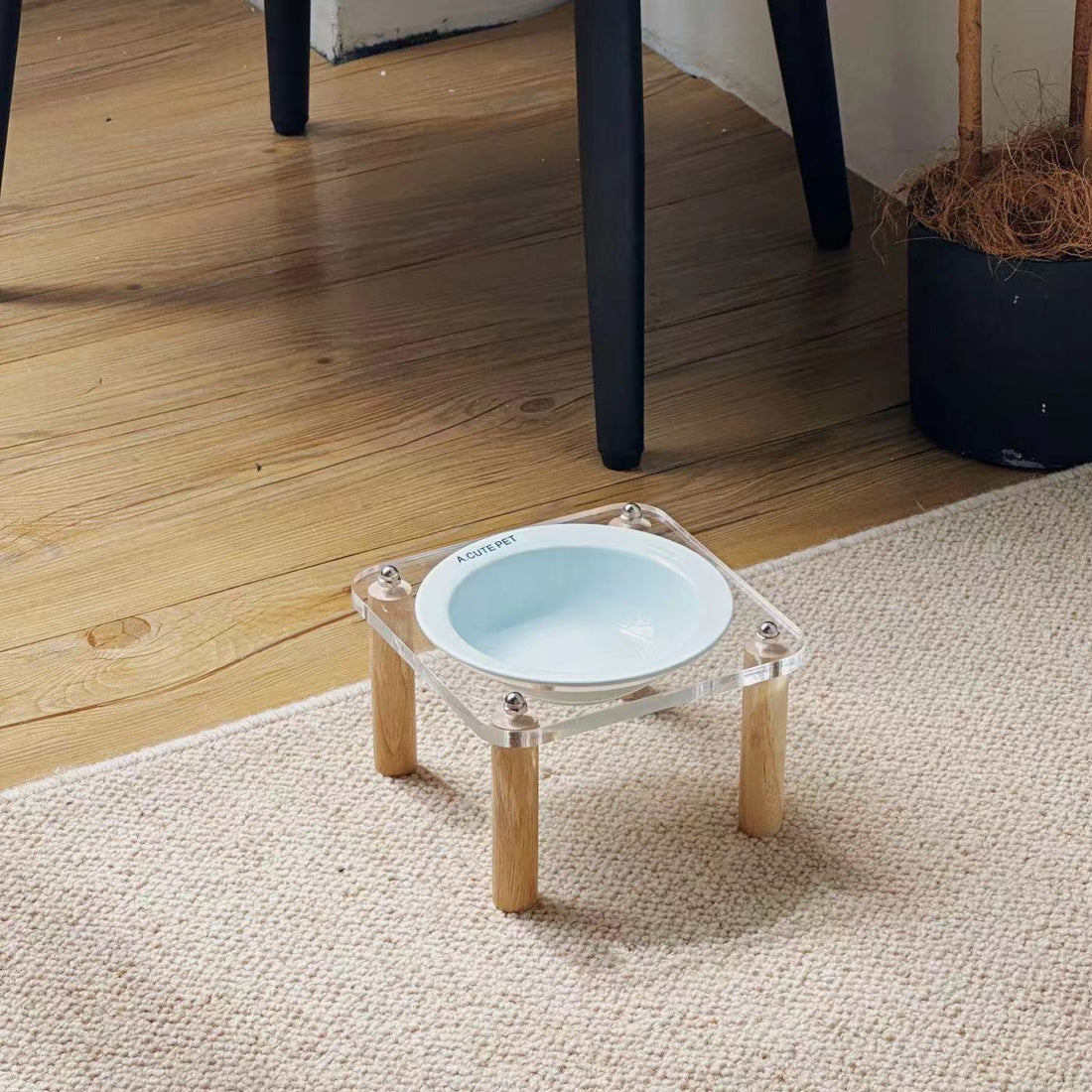Ceramic Double Pet Bowl With Elevated Anti Spill Stand