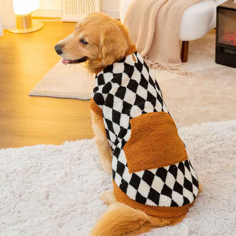 Fluffy Cotton Padded Pet Jacket Vest For Autumn Winter