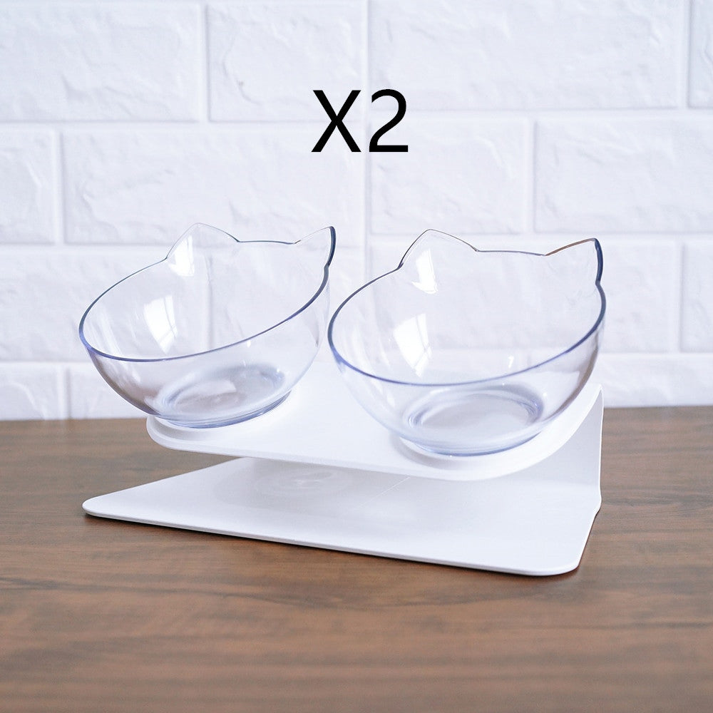Non Slip Double Pet Bowl With Raised Neck Support Stand