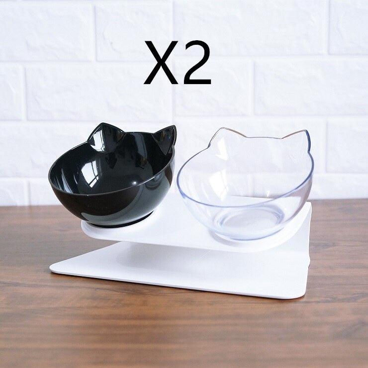 Non Slip Double Pet Bowl With Raised Neck Support Stand