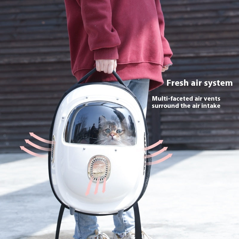 Pet Backpack With Half Window Heating And Airflow System