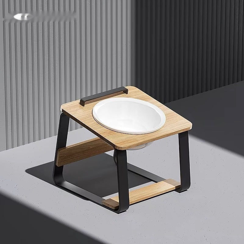 Ceramic Double Pet Feeding Bowl With Neck Support Stand