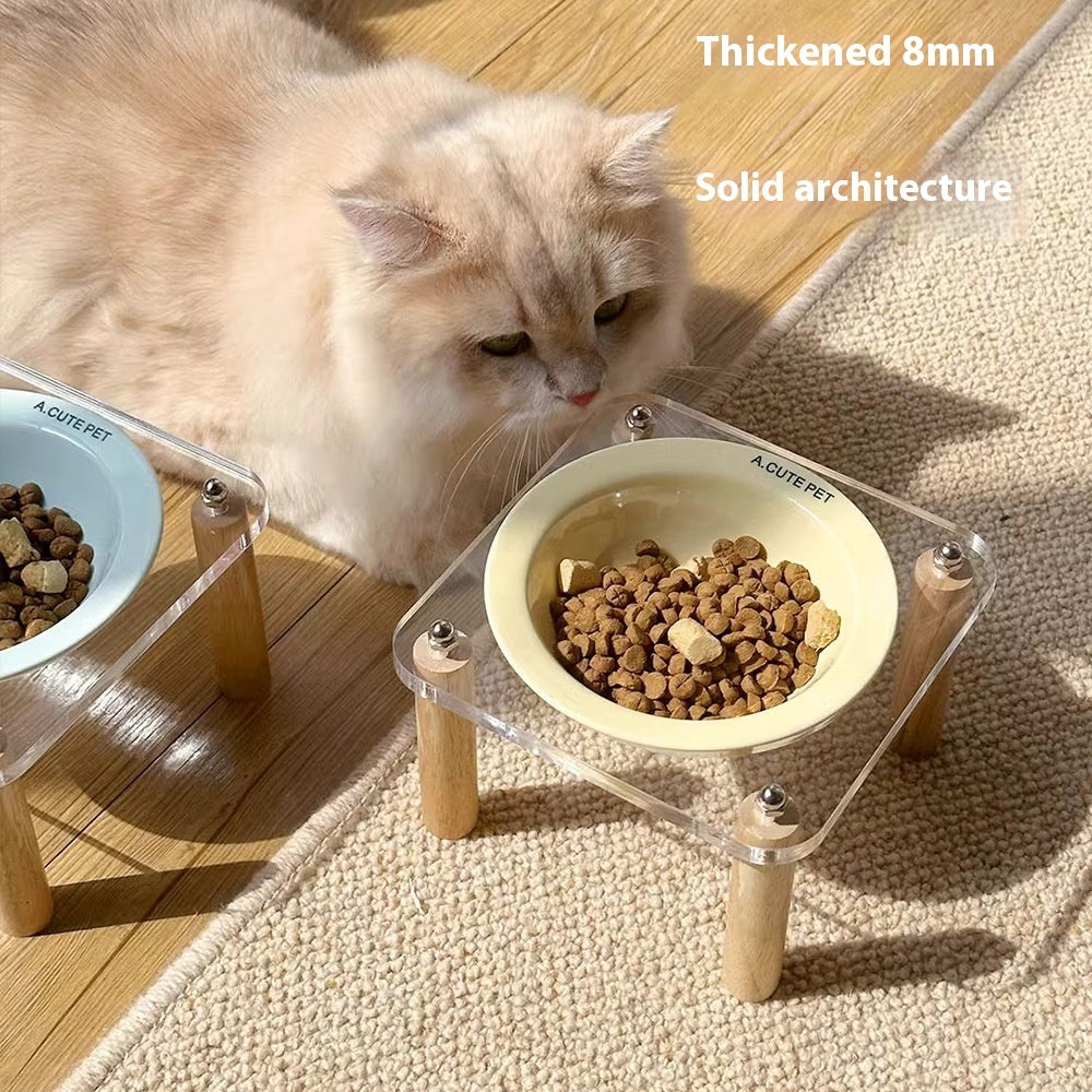 Ceramic Double Pet Bowl With Elevated Anti Spill Stand