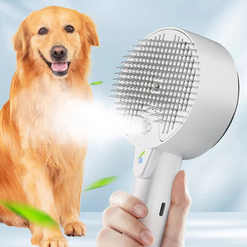3-In-1 Electric Pet Steam Brush For Grooming And Massage