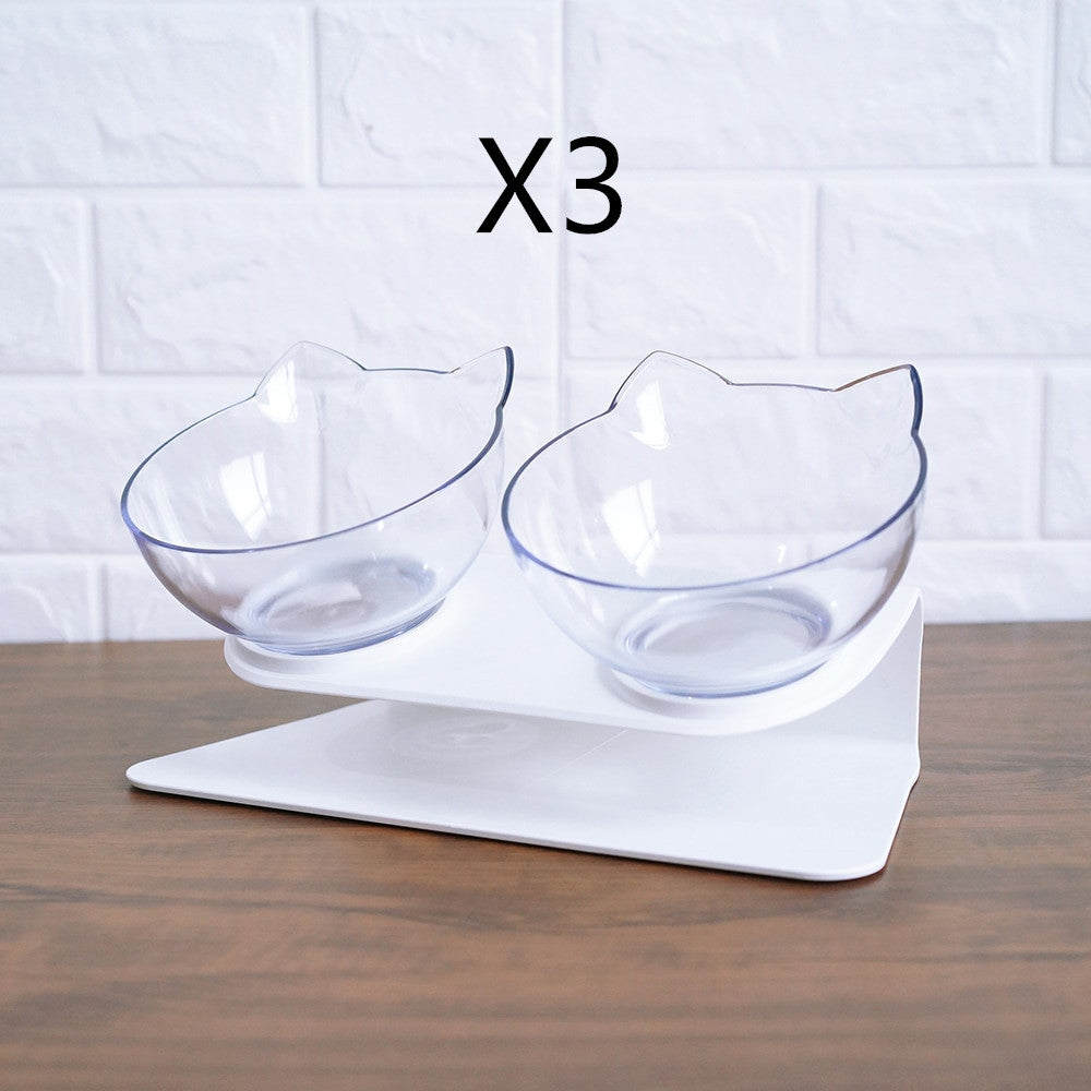 Non Slip Double Pet Bowl With Raised Neck Support Stand
