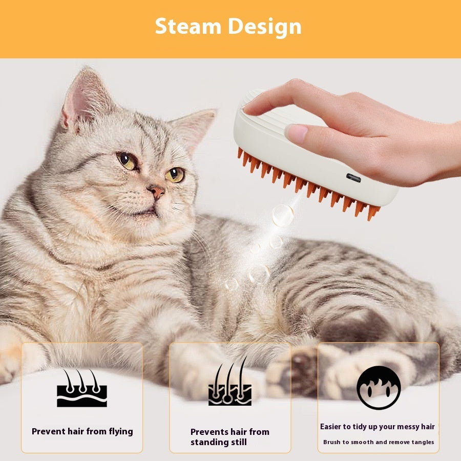 USB Rechargeable Pet Grooming Steam Brush Comb