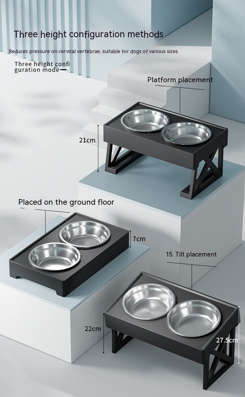 Adjustable Elevated Stainless Steel Slow Feed Pet Bowl