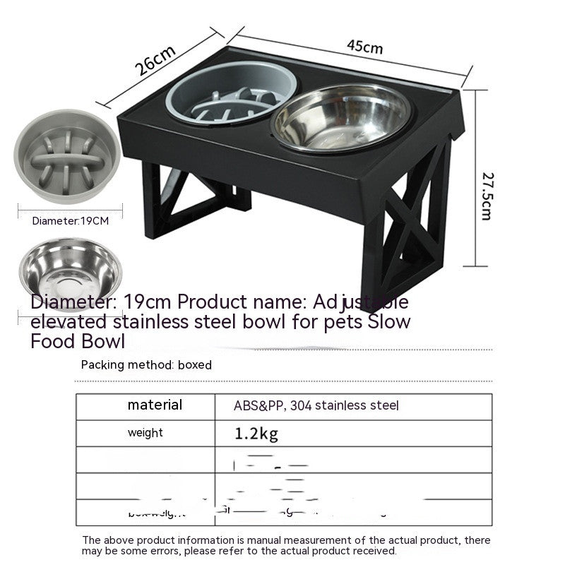 Adjustable Elevated Stainless Steel Slow Feed Pet Bowl