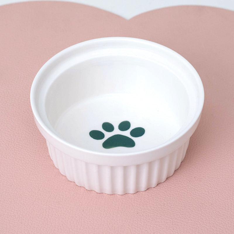 Ceramic Double Pet Bowl With Tall Angled Elevated Design