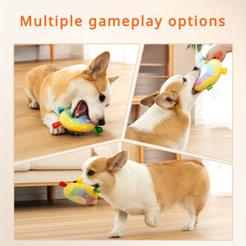Cartoon Plush Flying Disc Pet Toy Durable Outdoor Training Flyer